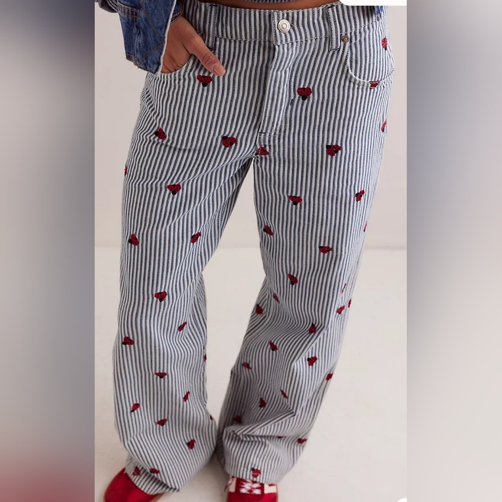 Free People Bugged Out Railroad Stripe Jeans - Picture 2 of 11